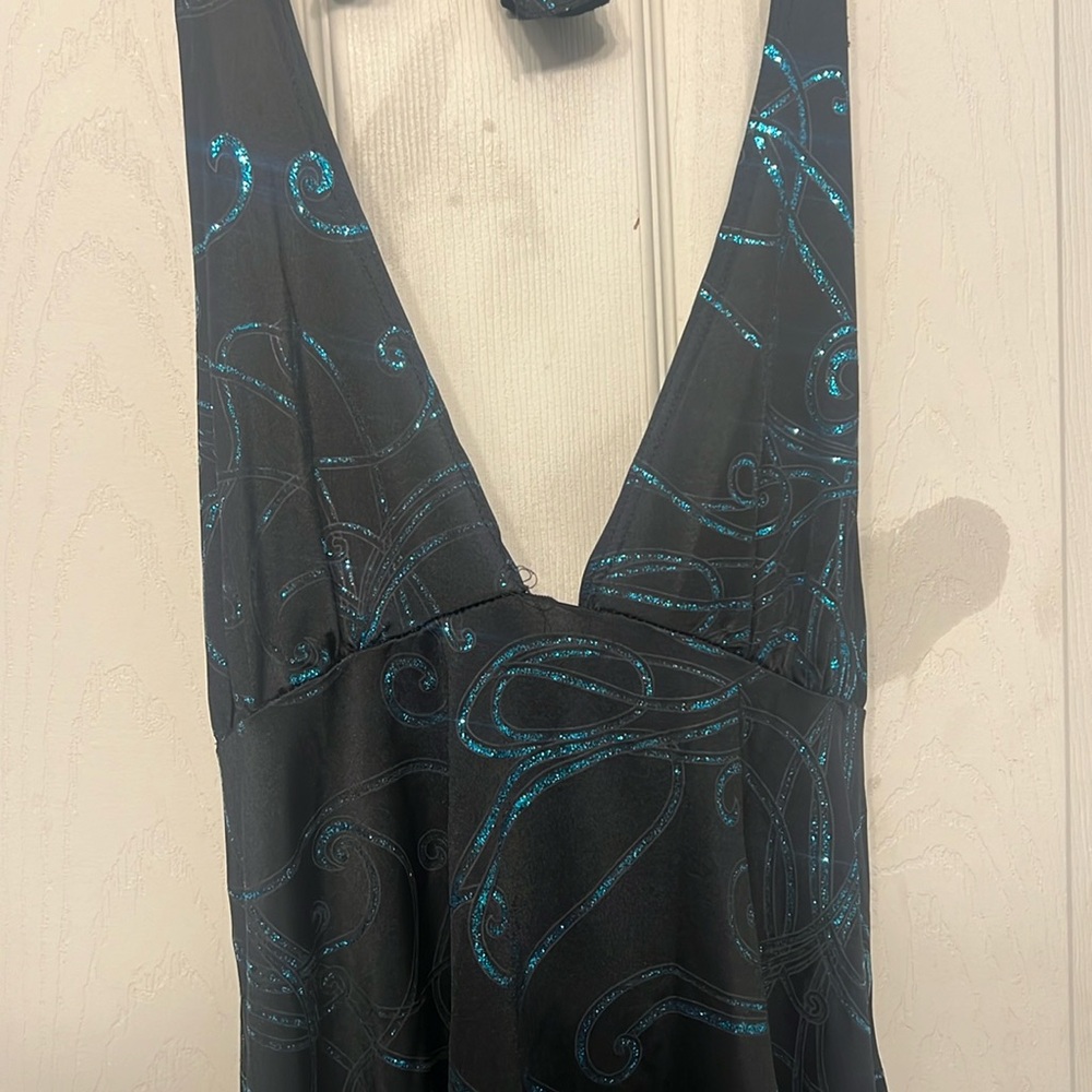 Sparkly blue halter top